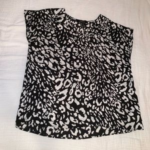 Black and white cheetah print satin shirt